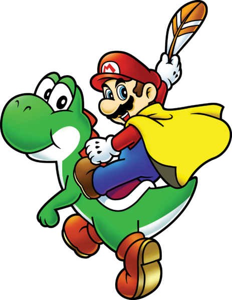 File:Caped Mario on Yoshi SMA2.png